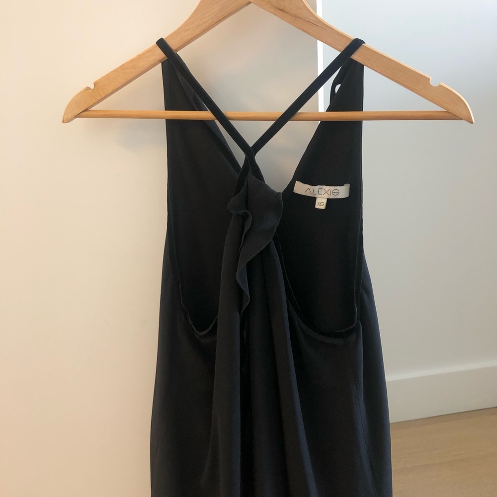 Alexis ruffle tank with velvet straps